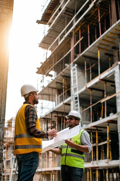 United Strength site supervisors reviewing construction plans